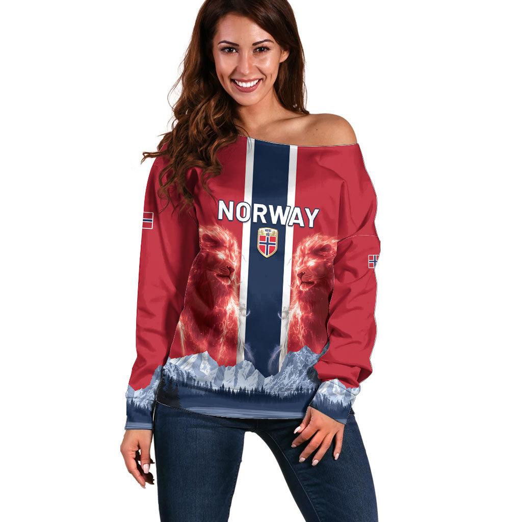 Custom Norway Football 2026 Off Shoulder Sweater Norge On Top