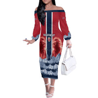 Custom Norway Football 2026 Off The Shoulder Long Sleeve Dress Norge On Top