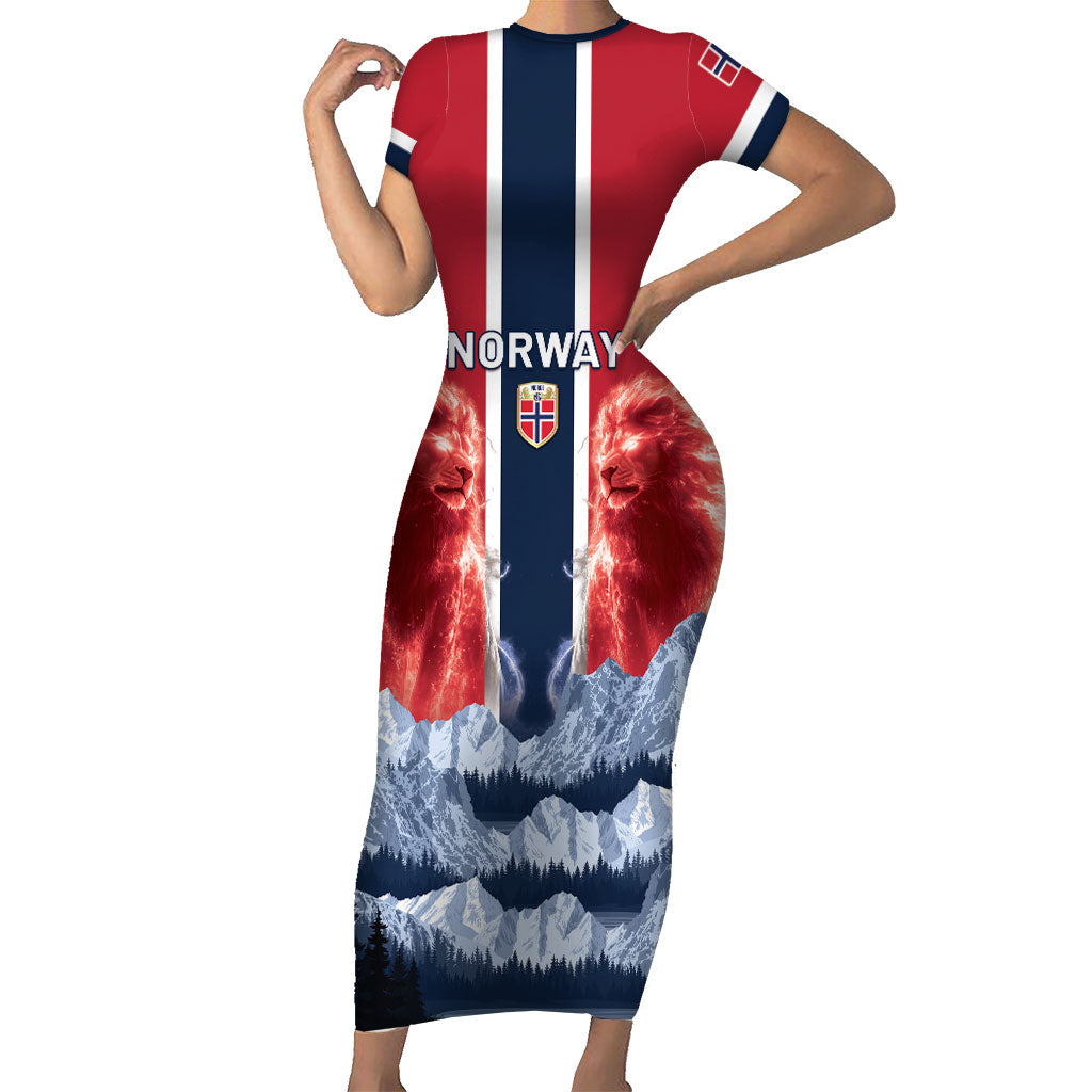Custom Norway Football 2026 Short Sleeve Bodycon Dress Norge On Top