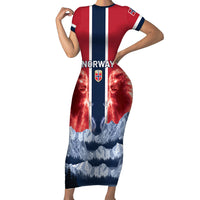 Custom Norway Football 2026 Short Sleeve Bodycon Dress Norge On Top