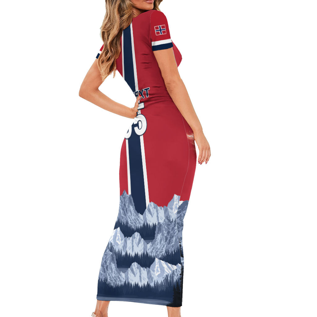 Custom Norway Football 2026 Short Sleeve Bodycon Dress Norge On Top