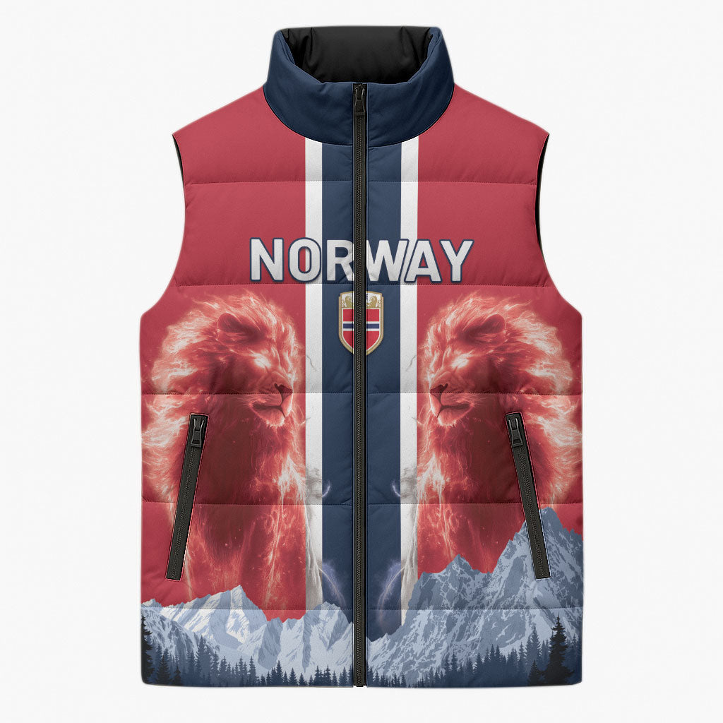 Custom Norway Football 2026 Sleeveless Puffer Jacket Norge On Top
