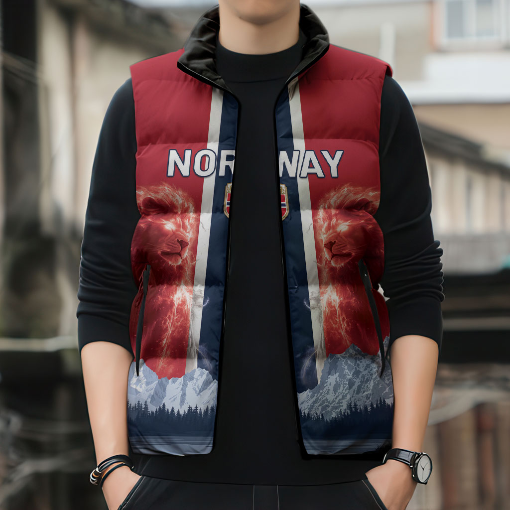 Custom Norway Football 2026 Sleeveless Puffer Jacket Norge On Top