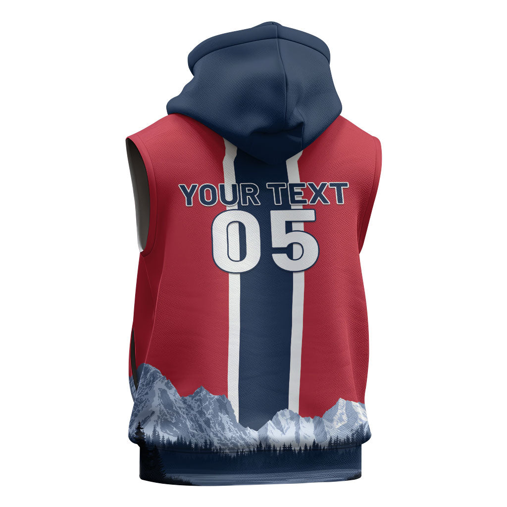Custom Norway Football 2026 Sleeveless Zip Hoodie Norge On Top