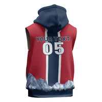 Custom Norway Football 2026 Sleeveless Zip Hoodie Norge On Top