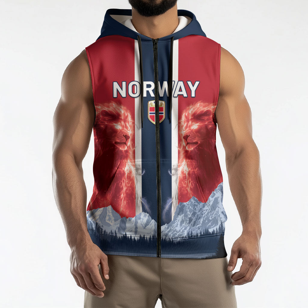 Custom Norway Football 2026 Sleeveless Zip Hoodie Norge On Top
