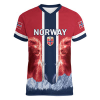 Custom Norway Football 2026 Women V-Neck T-Shirt Norge On Top