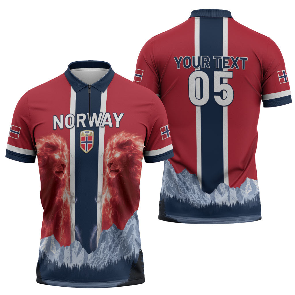 Custom Norway Football 2026 Zipper Polo Shirt Norge On Top