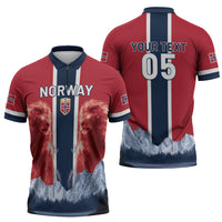 Custom Norway Football 2026 Zipper Polo Shirt Norge On Top