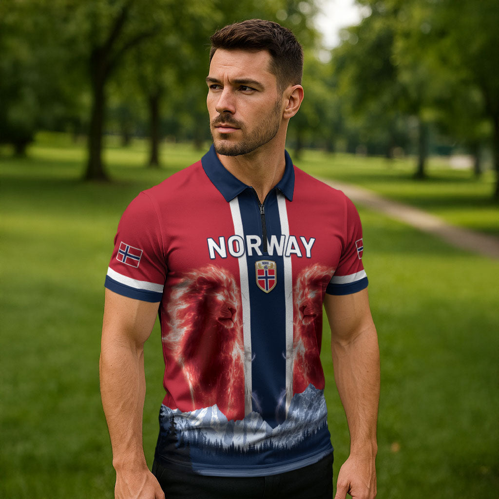 Custom Norway Football 2026 Zipper Polo Shirt Norge On Top