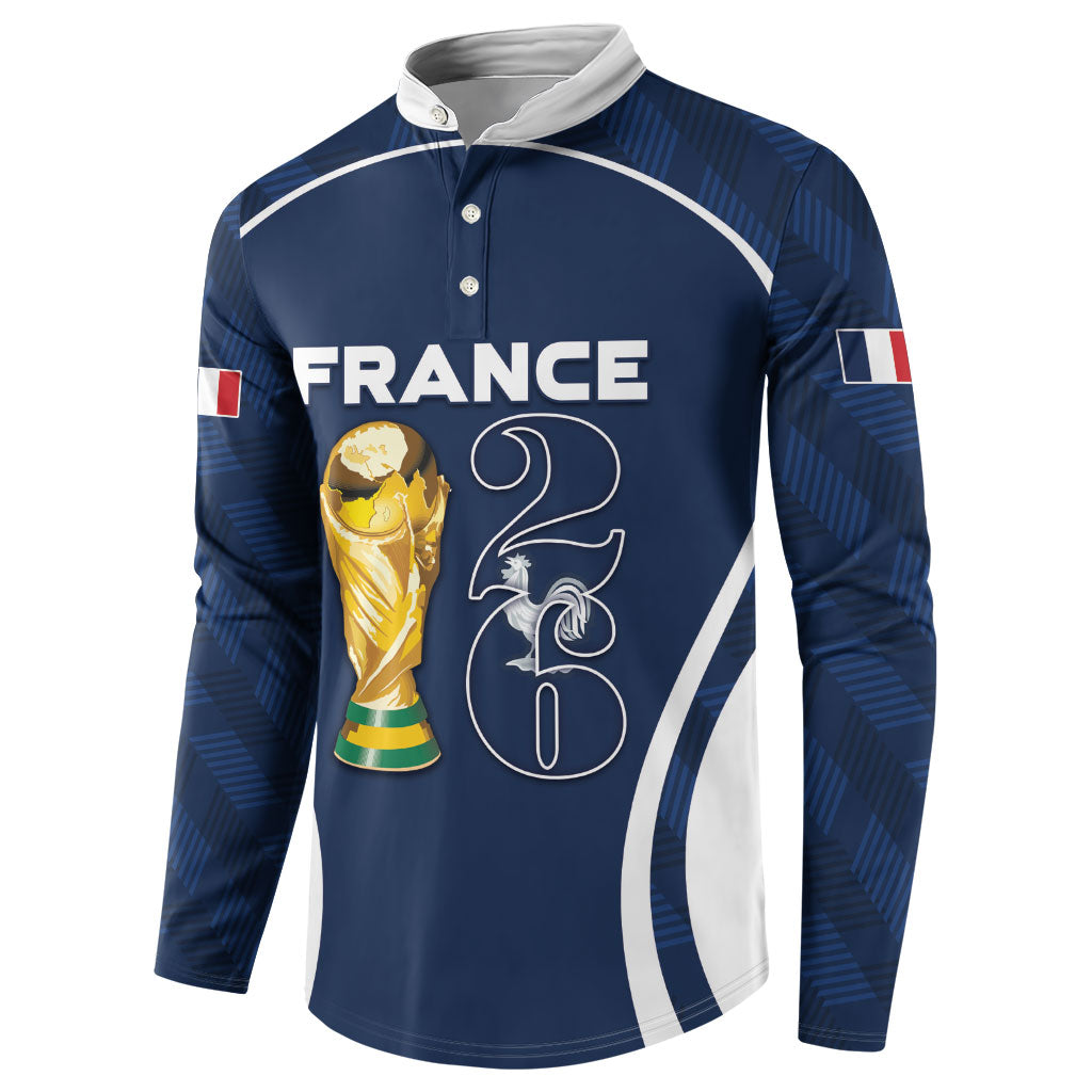 Custom France Football 2026 Button Sweatshirt Road To Champions