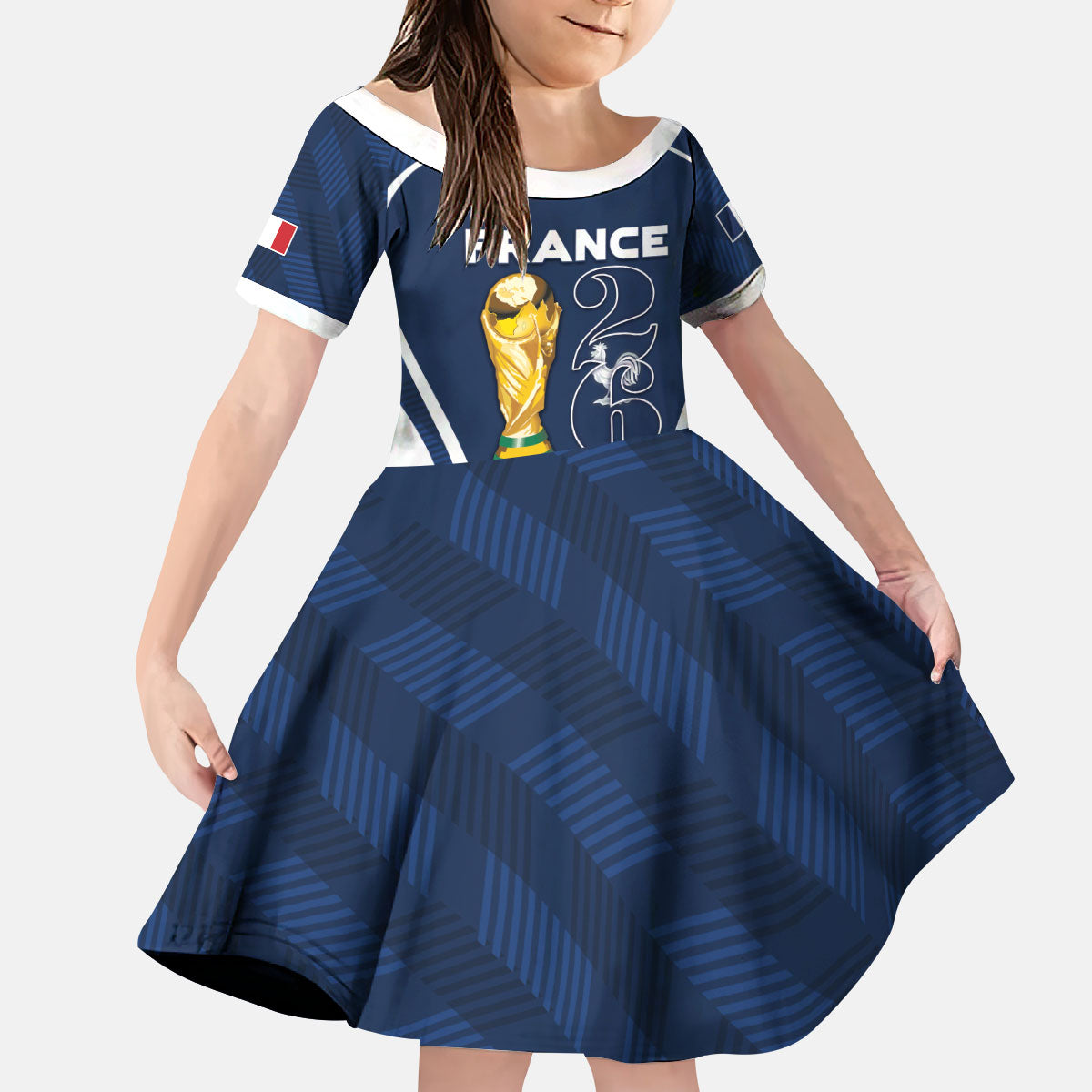 Custom France Football 2026 Kid Short Sleeve Dress Road To Champions