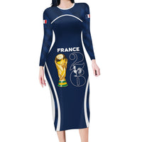Custom France Football 2026 Long Sleeve Bodycon Dress Road To Champions