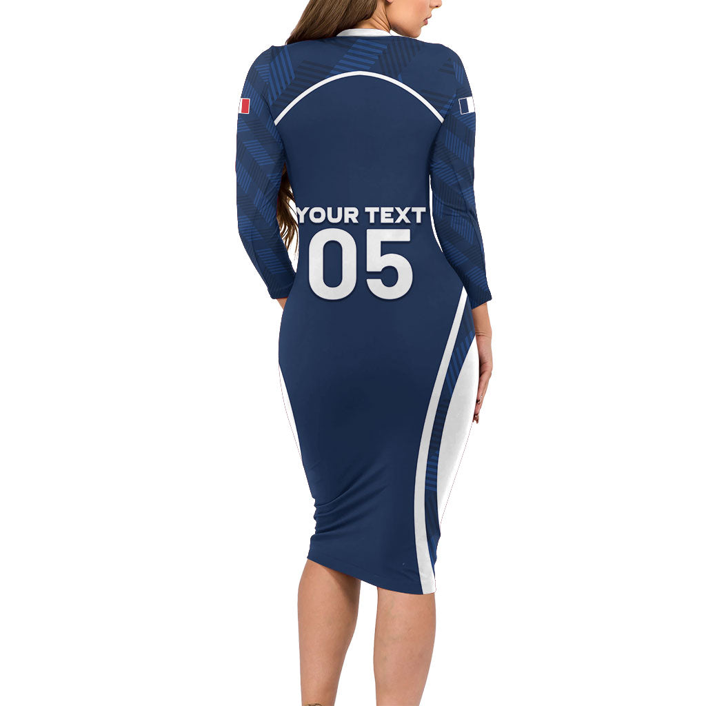 Custom France Football 2026 Long Sleeve Bodycon Dress Road To Champions