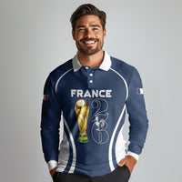 Custom France Football 2026 Long Sleeve Polo Shirt Road To Champions