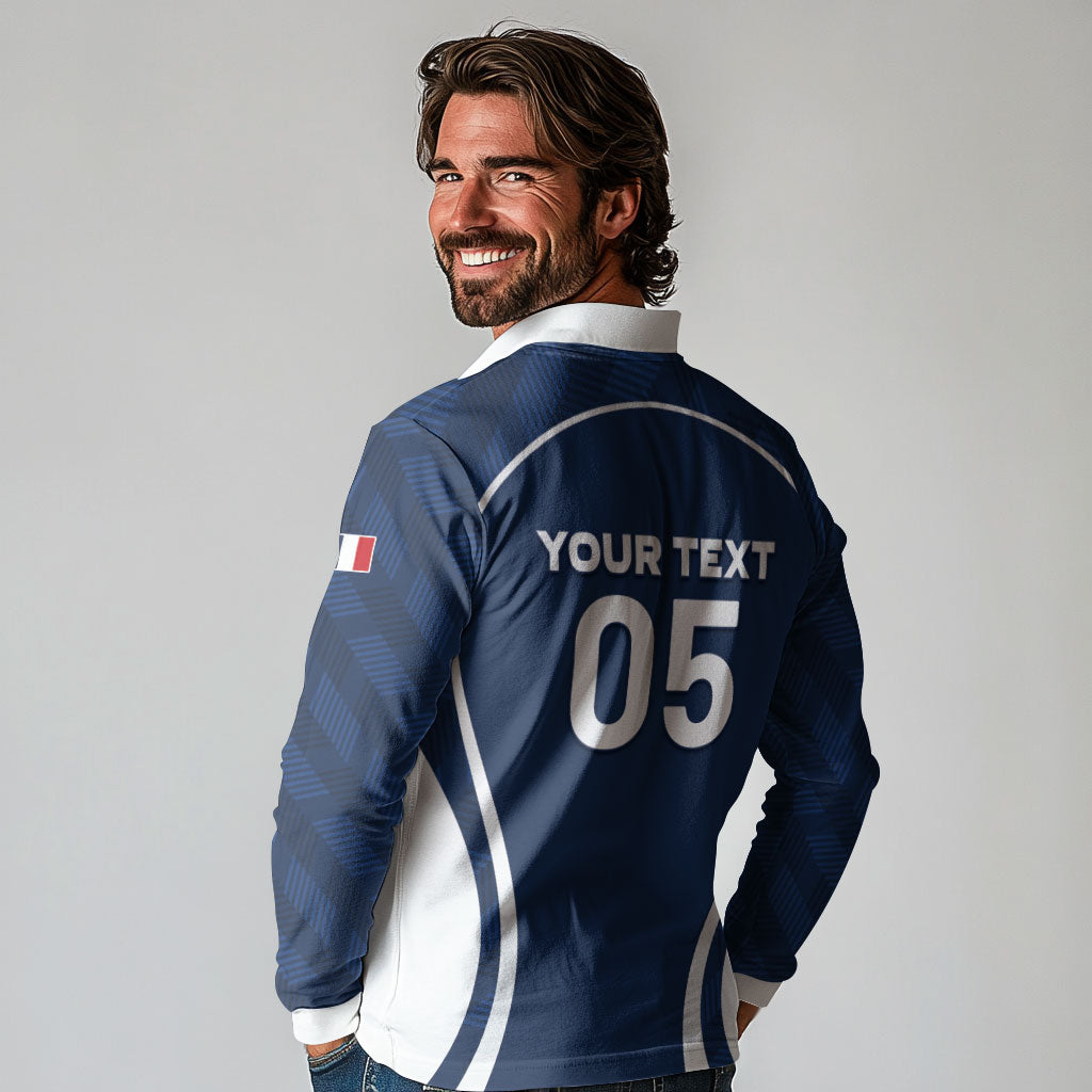 Custom France Football 2026 Long Sleeve Polo Shirt Road To Champions