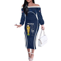 Custom France Football 2026 Off The Shoulder Long Sleeve Dress Road To Champions