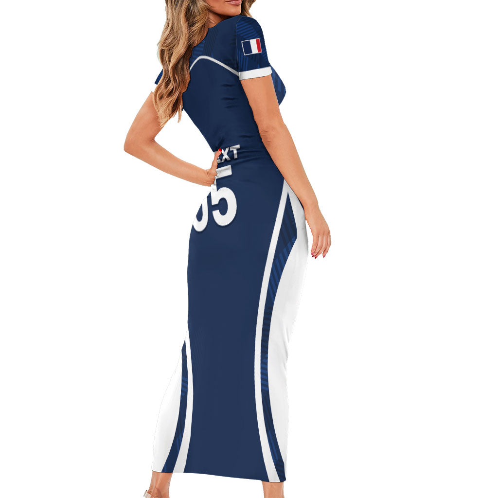 Custom France Football 2026 Short Sleeve Bodycon Dress Road To Champions