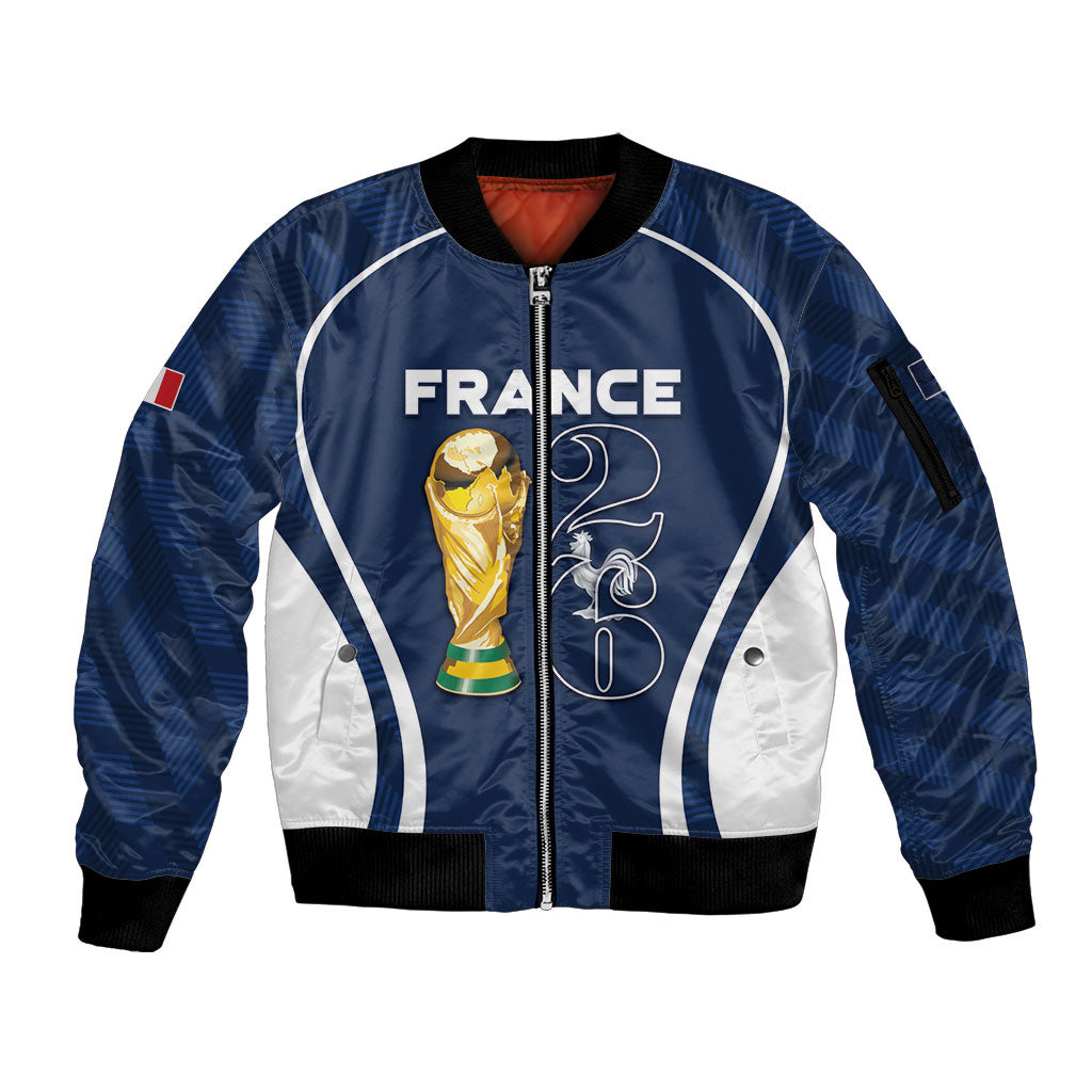 Custom France Football 2026 Sleeve Zip Bomber Jacket Road To Champions