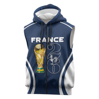 Custom France Football 2026 Sleeveless Zip Hoodie Road To Champions