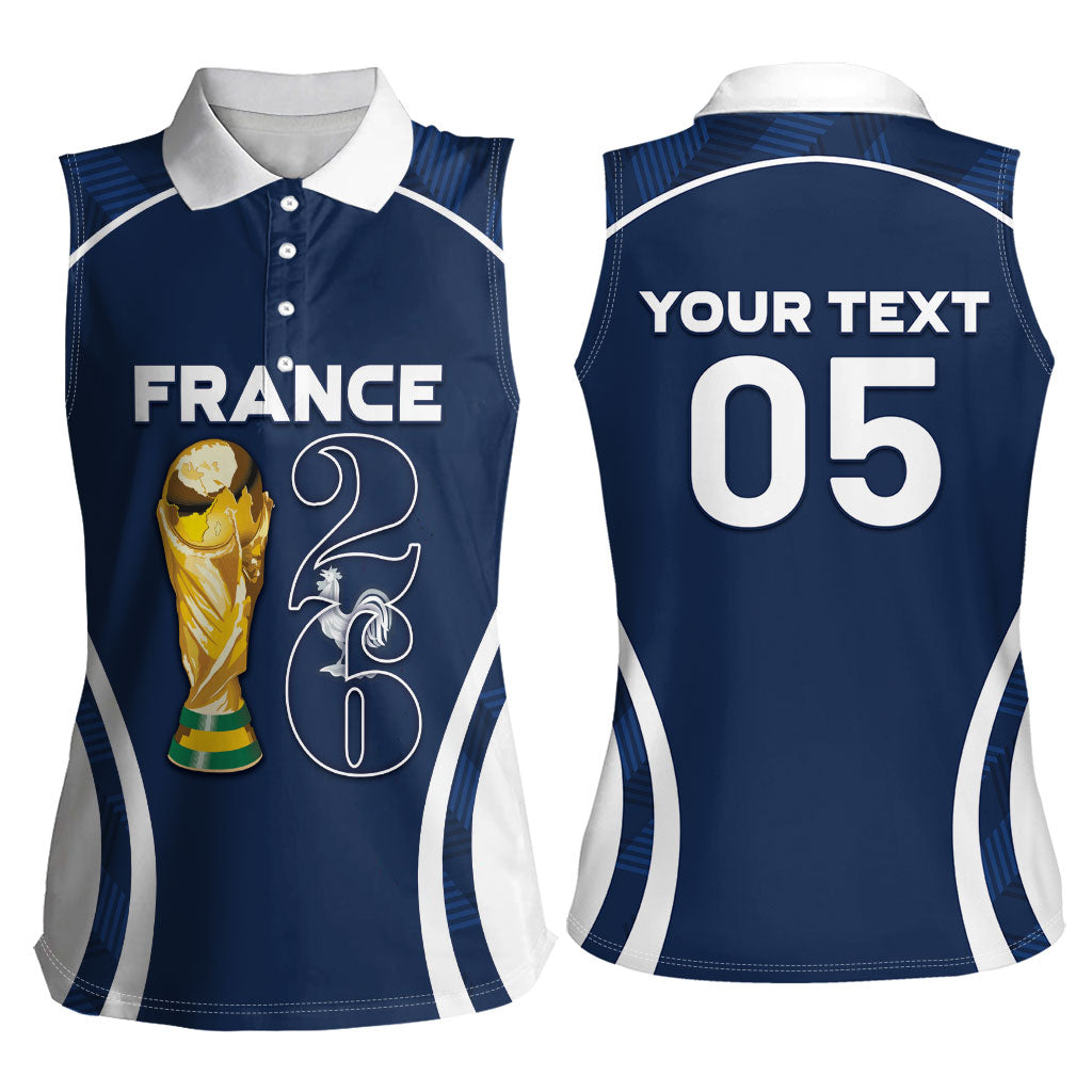 Custom France Football 2026 Women Sleeveless Polo Shirt Road To Champions