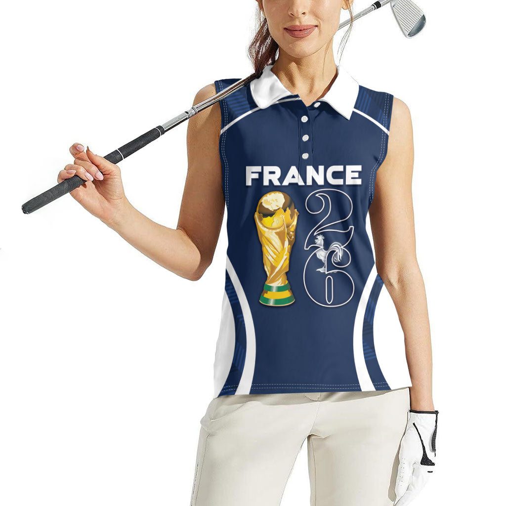 Custom France Football 2026 Women Sleeveless Polo Shirt Road To Champions