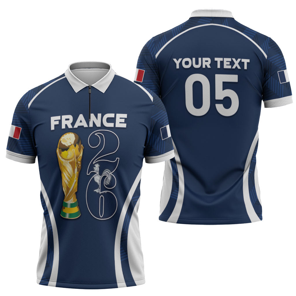 Custom France Football 2026 Zipper Polo Shirt Road To Champions
