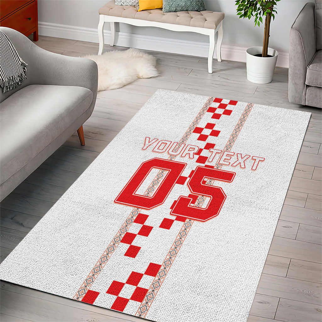 Custom Croatia Football 2026 Area Rug Hrvatska Vatreni Checkerboard Style