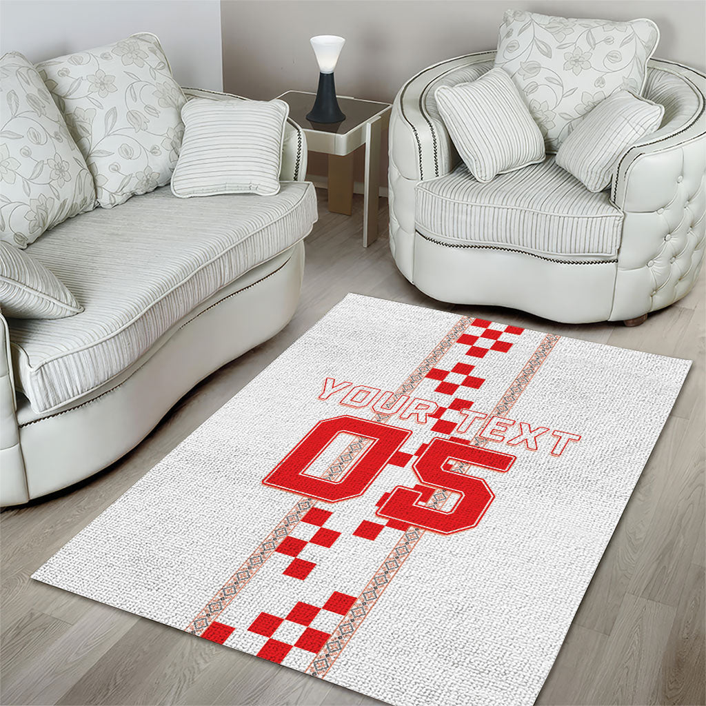 Custom Croatia Football 2026 Area Rug Hrvatska Vatreni Checkerboard Style