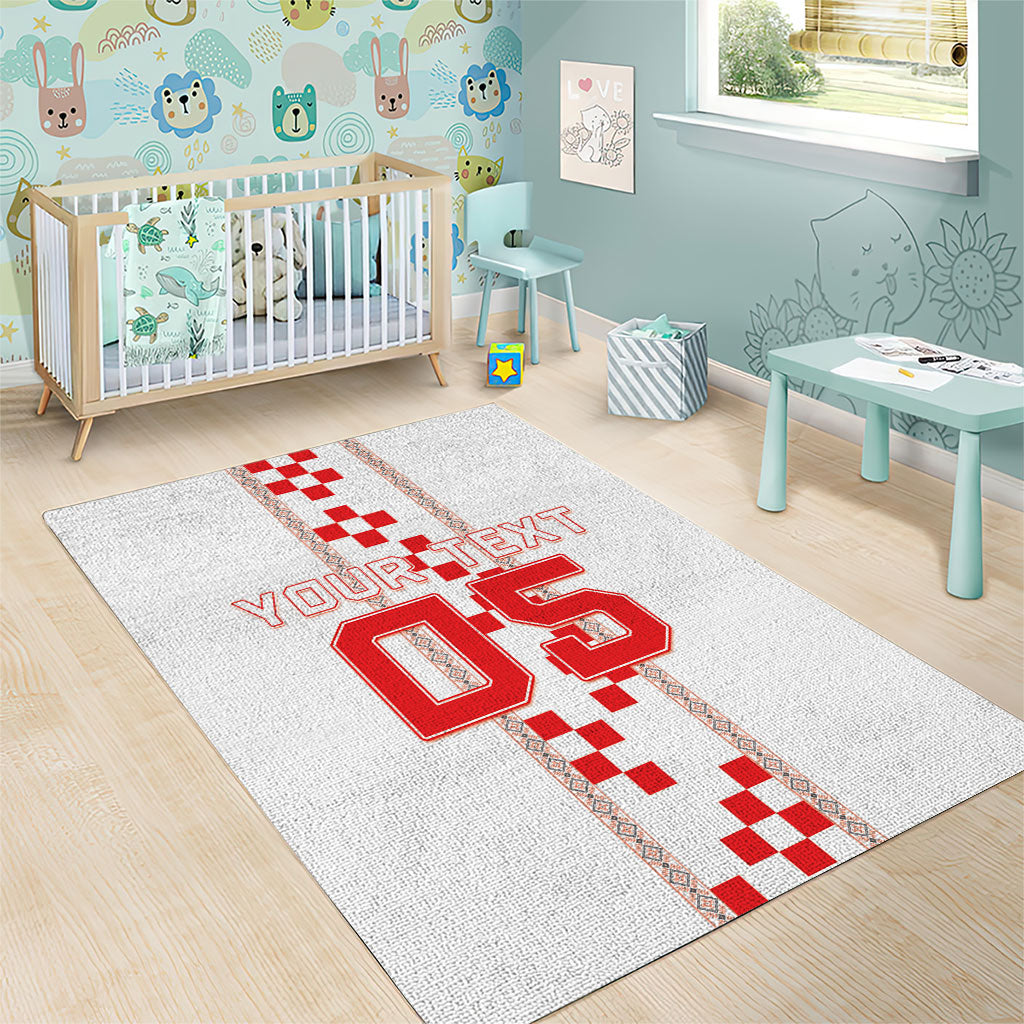 Custom Croatia Football 2026 Area Rug Hrvatska Vatreni Checkerboard Style