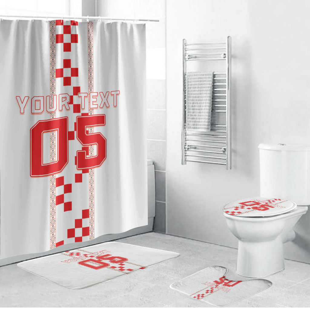 Custom Croatia Football 2026 Bathroom Set Hrvatska Vatreni Checkerboard Style