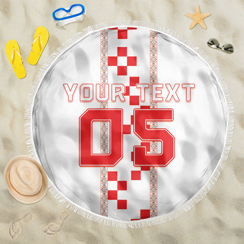 Custom Croatia Football 2026 Beach Blanket Hrvatska Vatreni Checkerboard Style