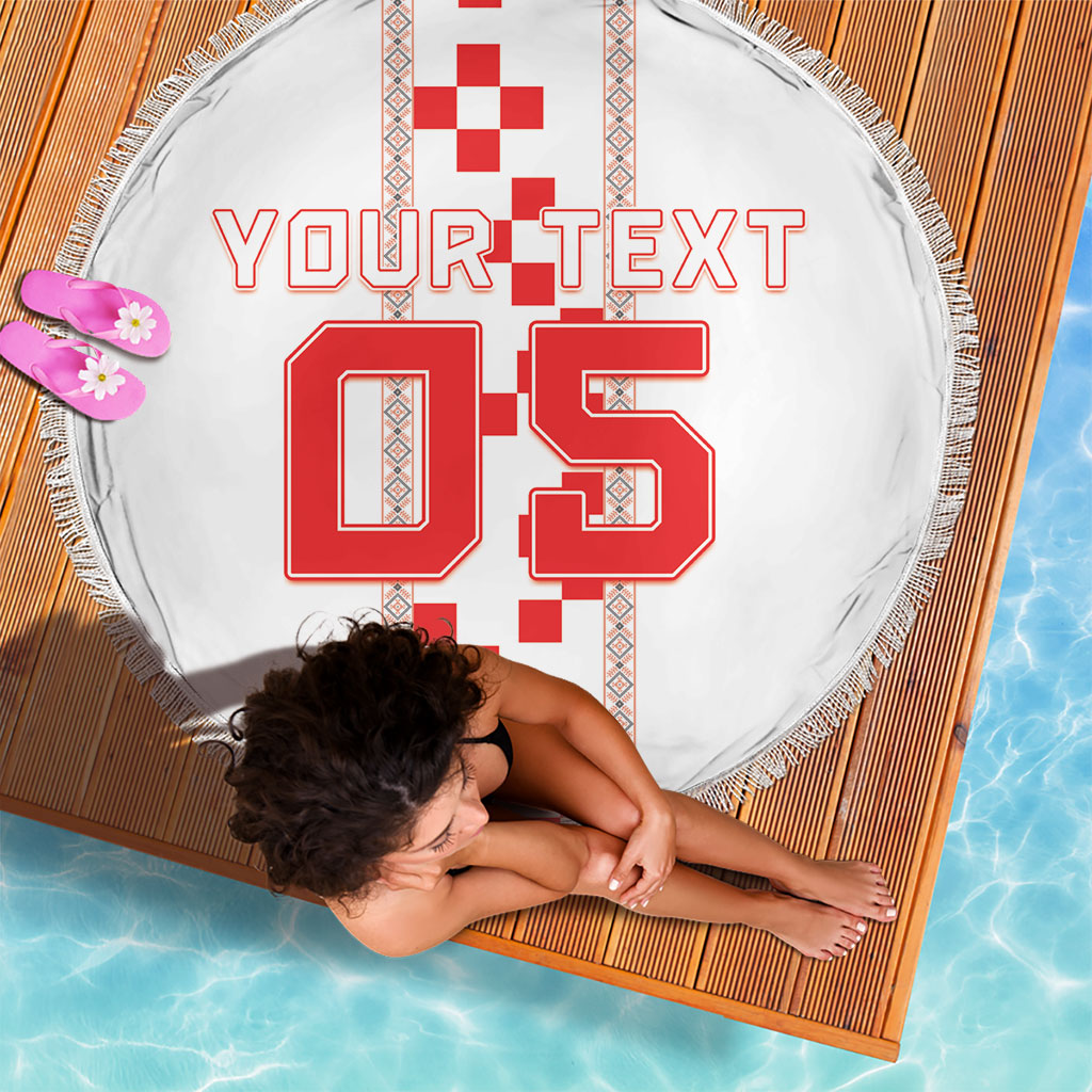 Custom Croatia Football 2026 Beach Blanket Hrvatska Vatreni Checkerboard Style