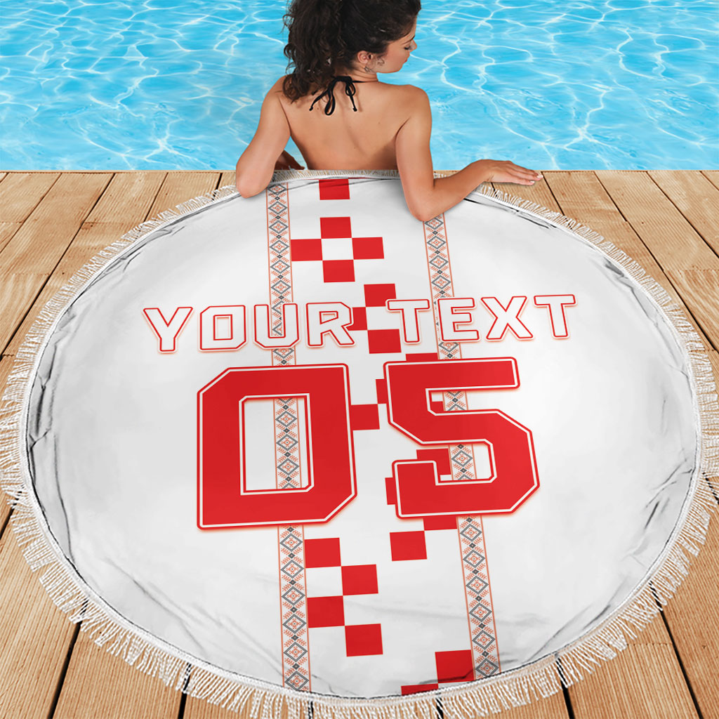 Custom Croatia Football 2026 Beach Blanket Hrvatska Vatreni Checkerboard Style