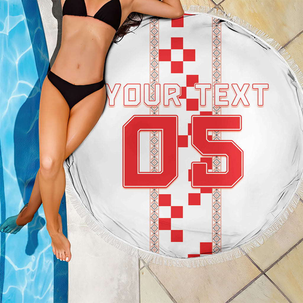 Custom Croatia Football 2026 Beach Blanket Hrvatska Vatreni Checkerboard Style
