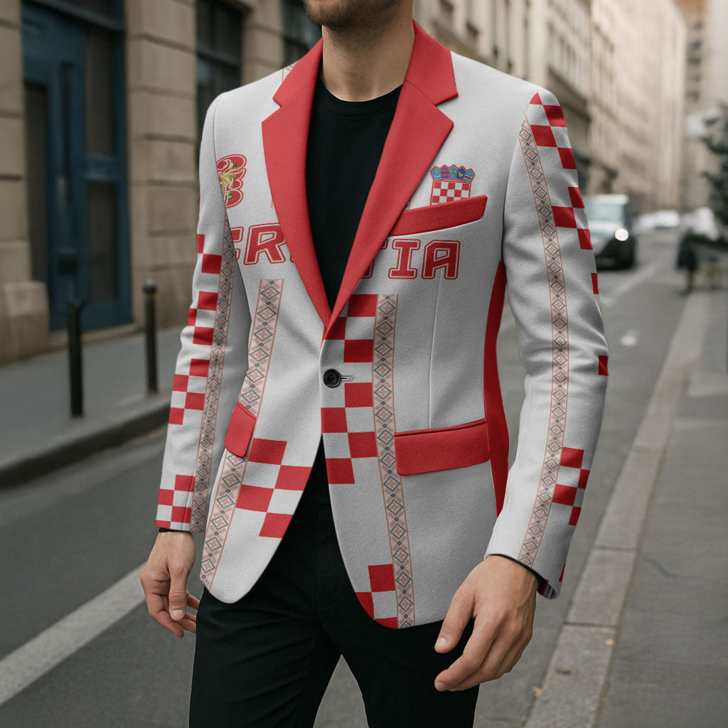 Custom Croatia Football 2026 Blazer Hrvatska Vatreni Checkerboard Style