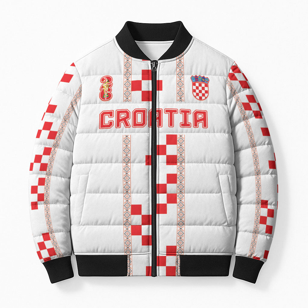 Custom Croatia Football 2026 Bomber Puffer Jacket Hrvatska Vatreni Checkerboard Style