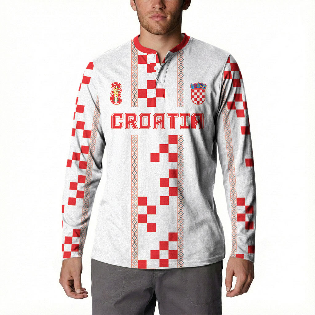 Custom Croatia Football 2026 Button Sweatshirt Hrvatska Vatreni Checkerboard Style