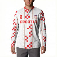 Custom Croatia Football 2026 Button Sweatshirt Hrvatska Vatreni Checkerboard Style