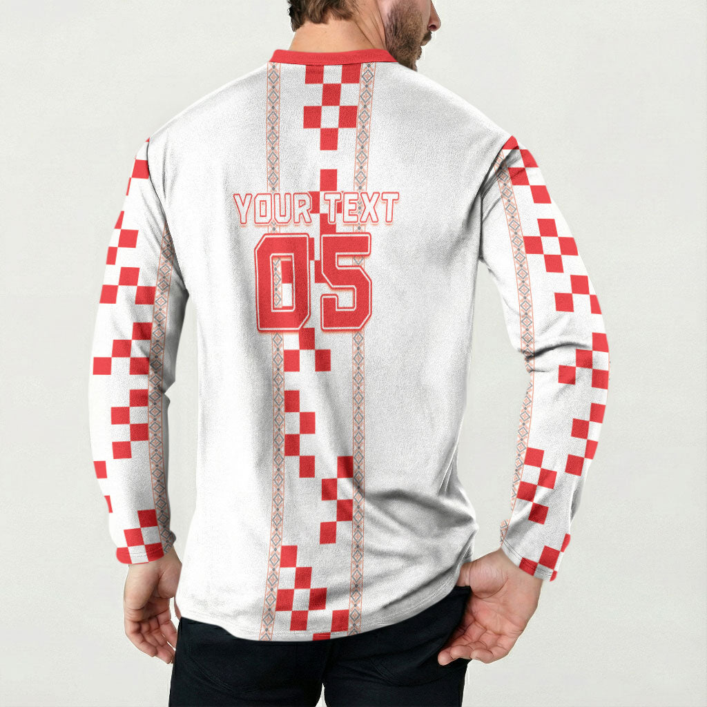 Custom Croatia Football 2026 Button Sweatshirt Hrvatska Vatreni Checkerboard Style