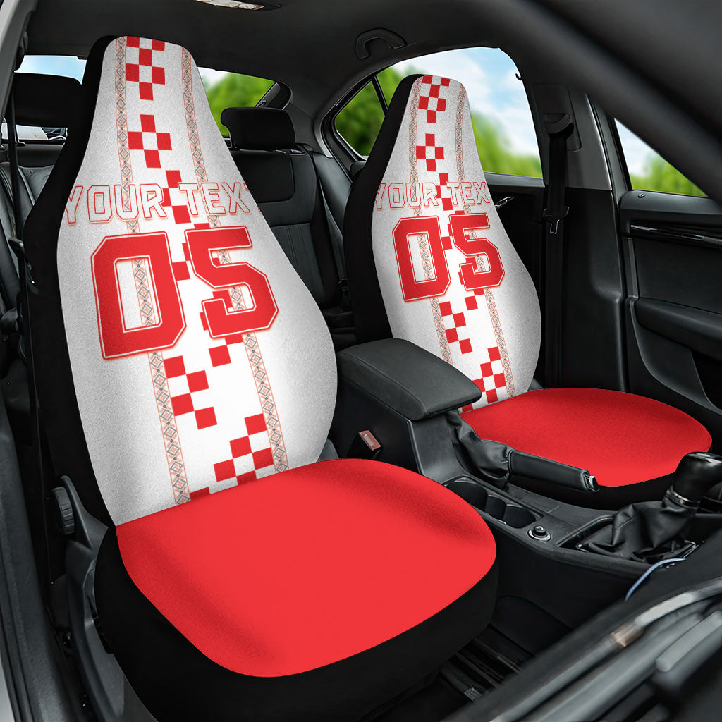 Custom Croatia Football 2026 Car Seat Cover Hrvatska Vatreni Checkerboard Style