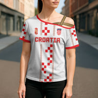 Custom Croatia Football 2026 Cross Shoulder Shirt Hrvatska Vatreni Checkerboard Style