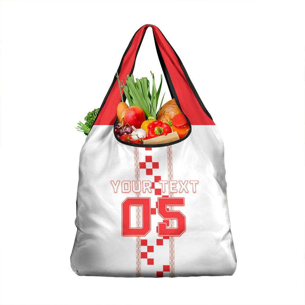 Custom Croatia Football 2026 Grocery Bag Hrvatska Vatreni Checkerboard Style