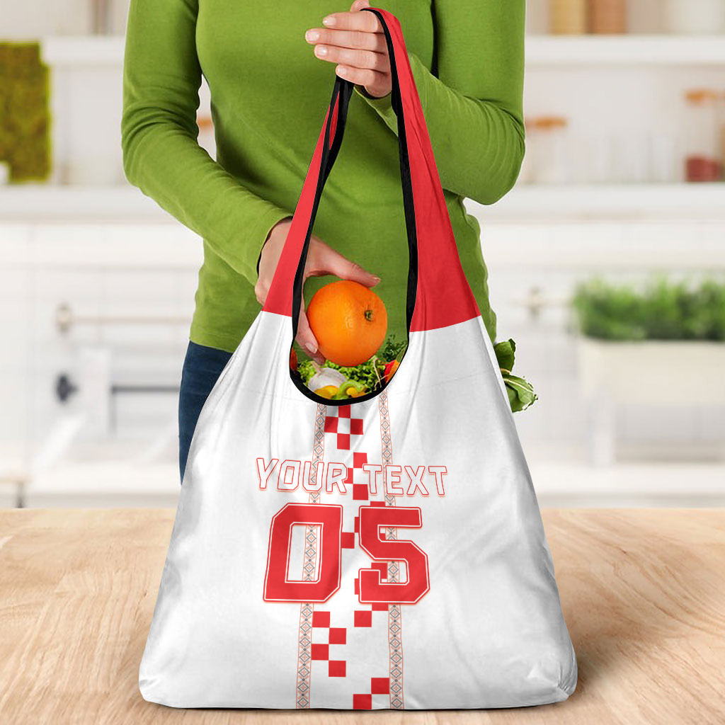 Custom Croatia Football 2026 Grocery Bag Hrvatska Vatreni Checkerboard Style