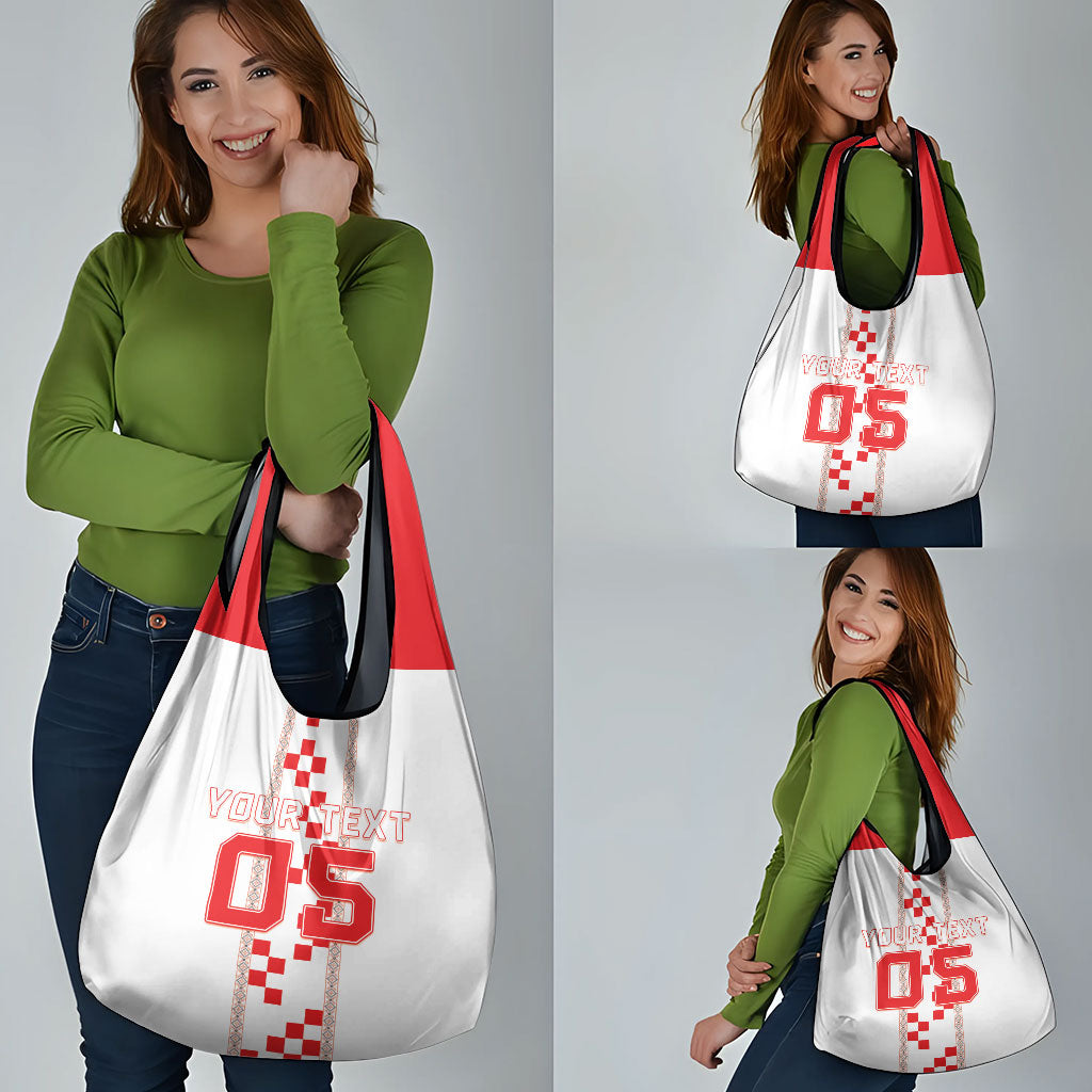 Custom Croatia Football 2026 Grocery Bag Hrvatska Vatreni Checkerboard Style