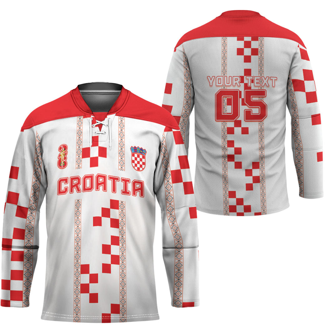 Custom Croatia Football 2026 Hockey Jersey Hrvatska Vatreni Checkerboard Style