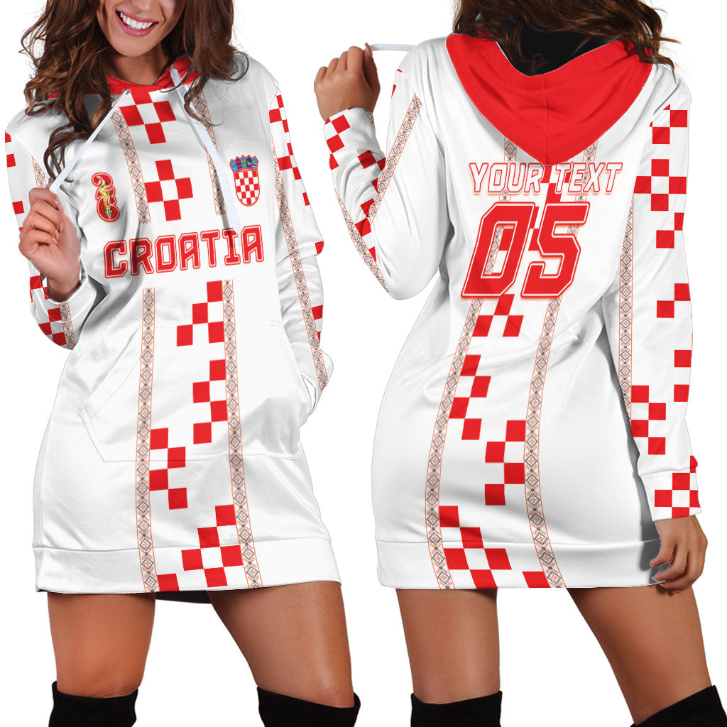 Custom Croatia Football 2026 Hoodie Dress Hrvatska Vatreni Checkerboard Style