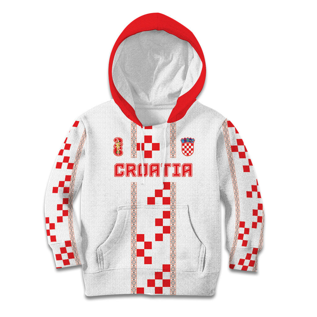 Custom Croatia Football 2026 Kid Hoodie Hrvatska Vatreni Checkerboard Style