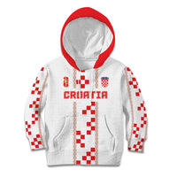 Custom Croatia Football 2026 Kid Hoodie Hrvatska Vatreni Checkerboard Style