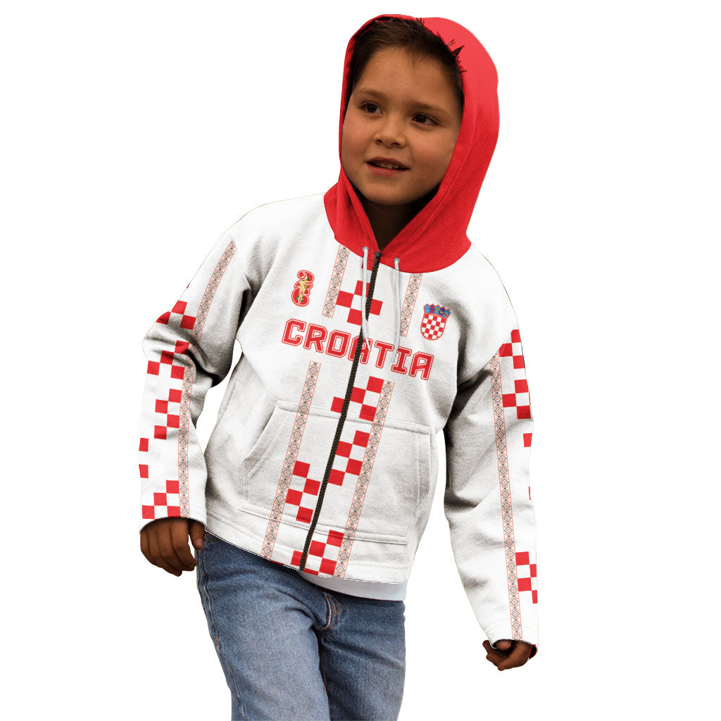 Custom Croatia Football 2026 Kid Hoodie Hrvatska Vatreni Checkerboard Style